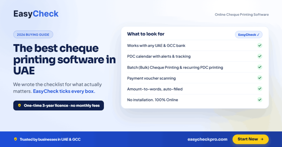 Best Cheque Printing Software in UAE 2026 | EasyCheck